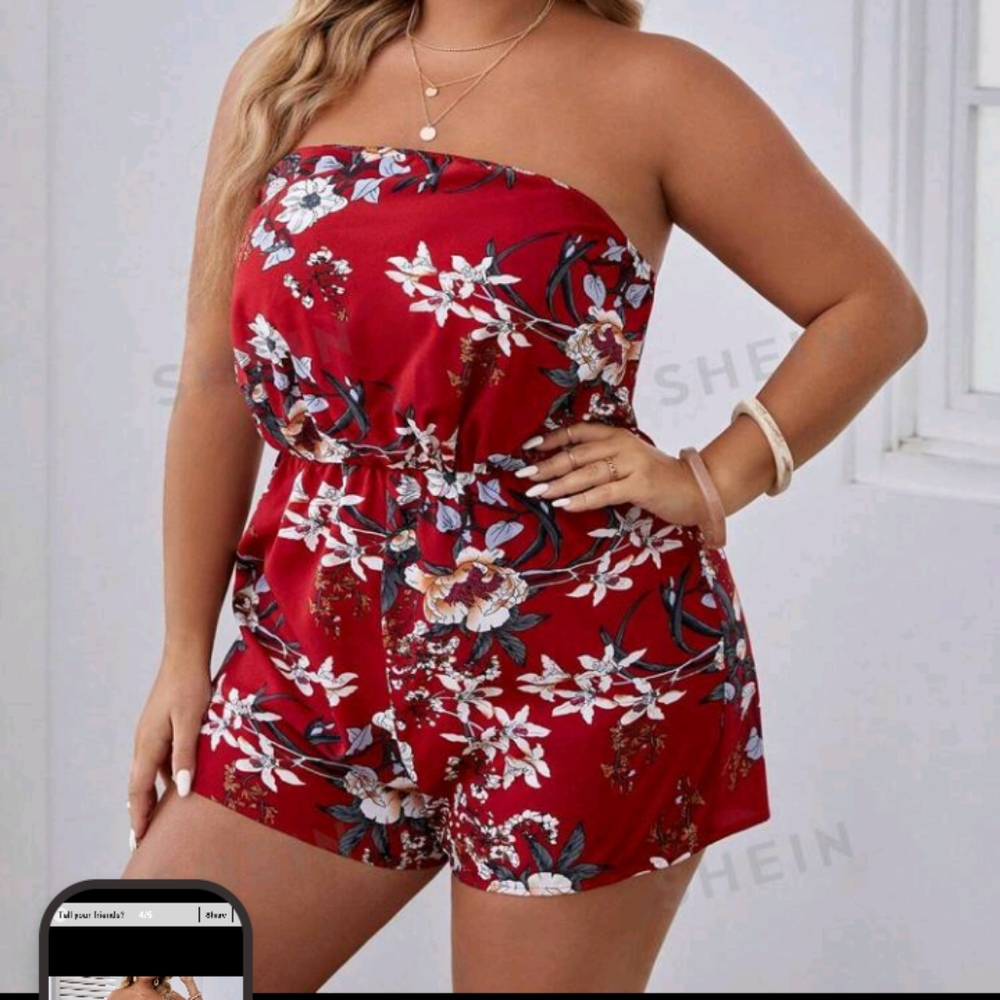 Floral Print Tube Romper
